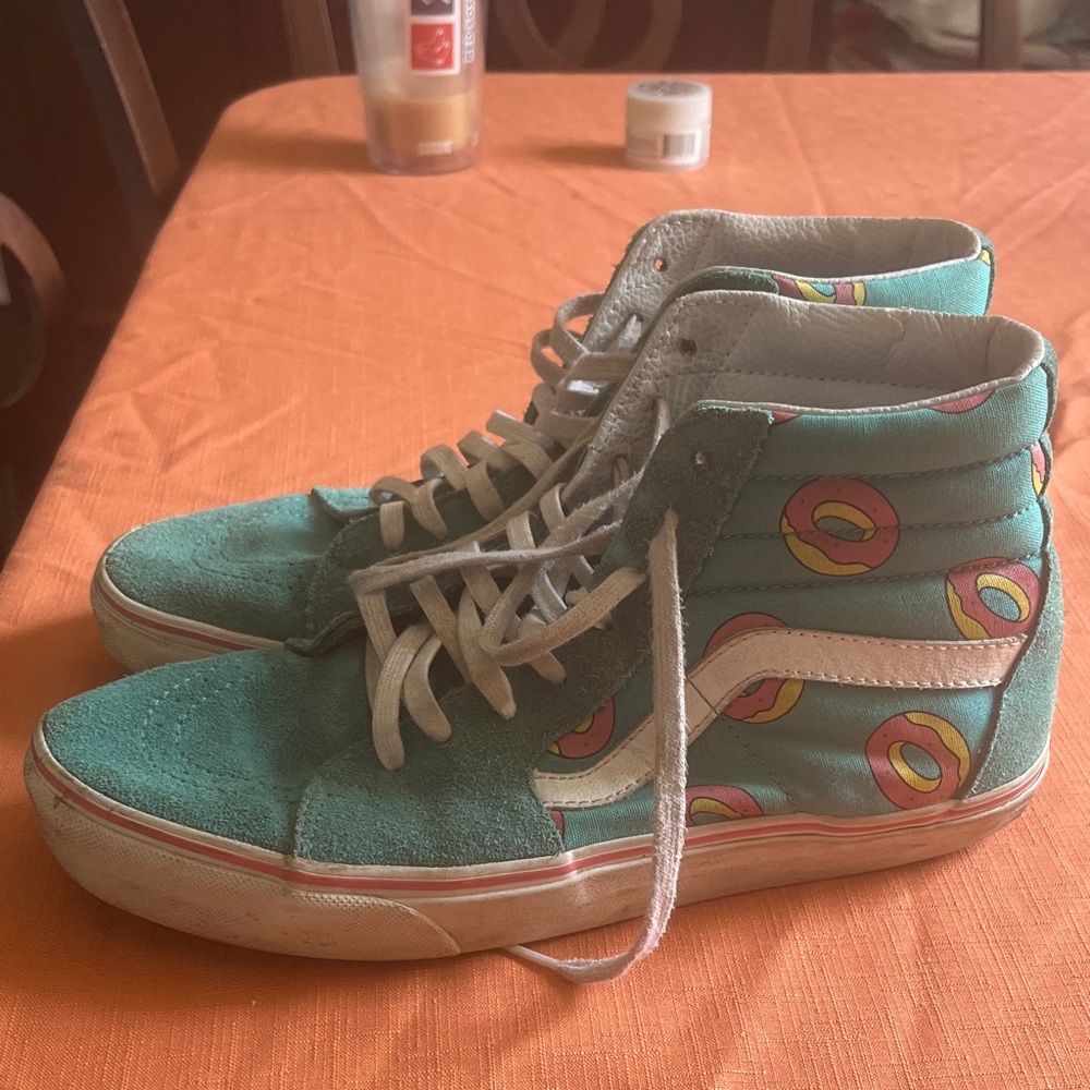 Vans x Odd Turquoise High-Top Sneakers with Donut Design
